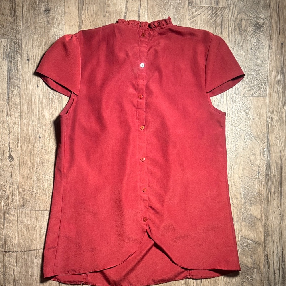 Modcloth Red Ruffled Blouse - Size S - Picture 9 of 11